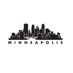 Obraz premium Minneapolis Skyline Silhouette – Minimal Cityscape Vector Icon
