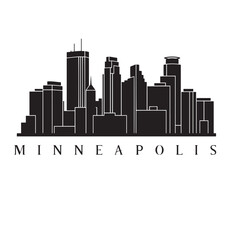 Obraz premium Minneapolis Skyline Silhouette – Minimal Cityscape Vector Icon
