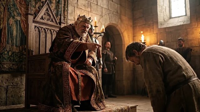 Angry King Points Finger On Throne