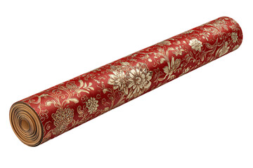 Gift wrapping paper roll with bright and cheerful prints isolated on transparent background