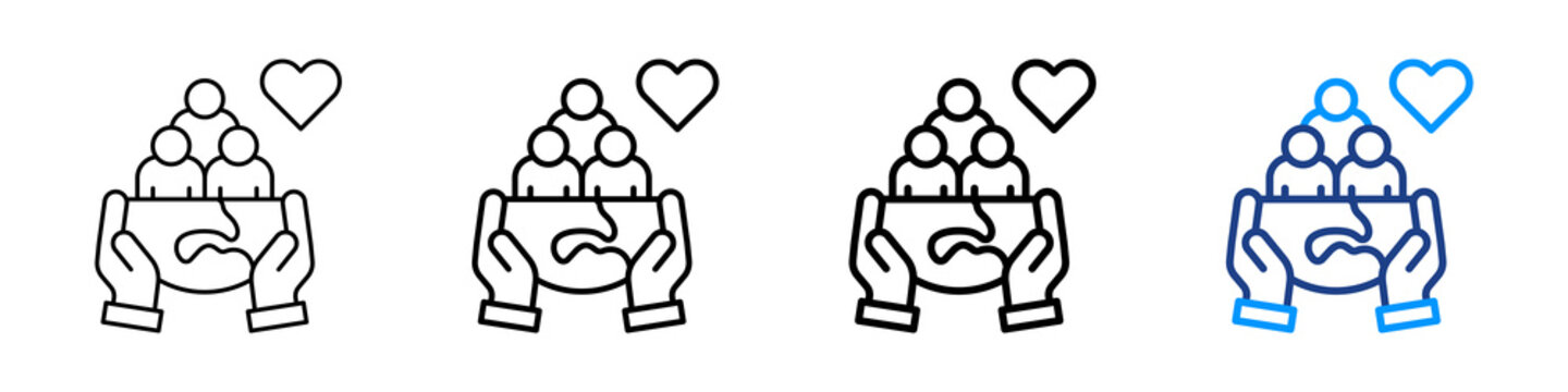 Social Responsibility Icon Different Style Outline Collection Set.