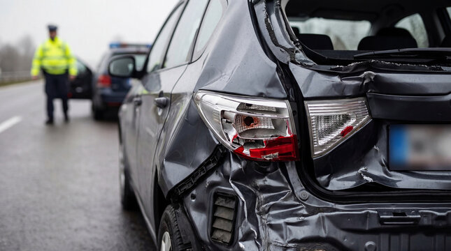 Rear end collision aftermath with police presence