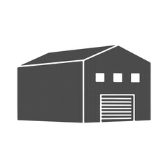 Industrial warehouse storage building icon on transparent png background
