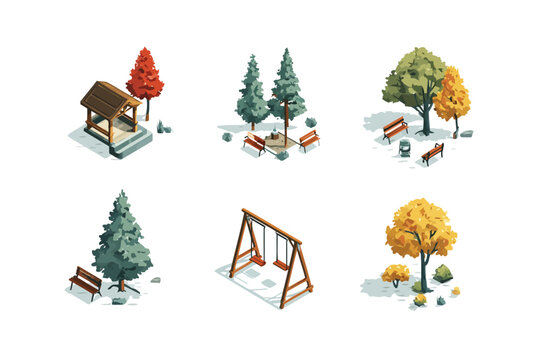 Park set isometric isolated