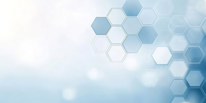 Light blue hexagonal honeycomb technology background