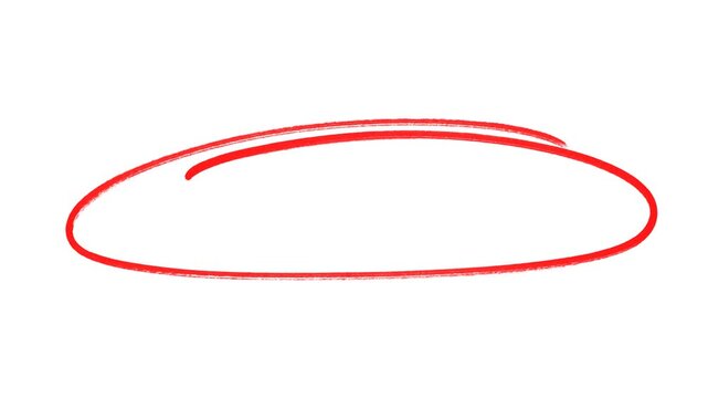 hand-drawn black and red circle marker stroke highlight for presentation, Hand Drawn Oval Highlight Effect, 4k circle animation with alpha channel