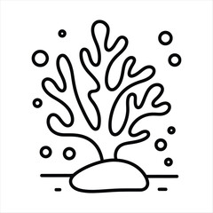 Obraz premium Simple outline illustration of a single coral with bubbles