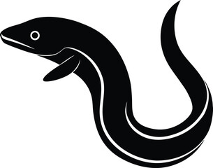 Fototapeta premium Moray eel silhouette vector art illustration and minimal black and white design