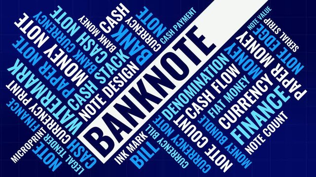 Banknote Word Cloud Design for Currency, Paper Money, Cash Flow, Cash Payment, Money Bundle, Fiat Money. Banknote Finance Design Style