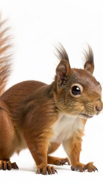 Cute Squirrel Standing Isolated on White Background