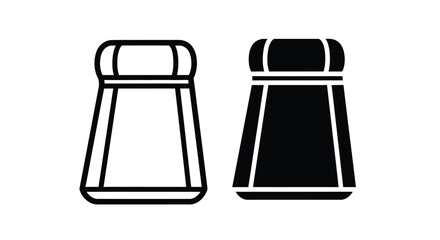 Black and white illustration of two salt and pepper shakers with simple line art on a plain background. © fantastic