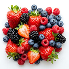 Obraz premium Healthy and vibrant concept of a fresh mixed berry assortment, a colorful and delicious blend