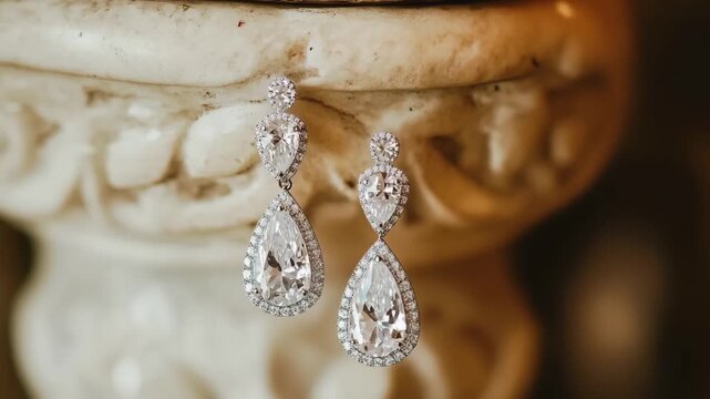 Teardrop bridal dangle earrings, Stunning teardrop dangle earrings designed for brides