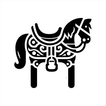 Ghode Jatra Festival &ndash; Ceremonial Horse Single Fill Vector
