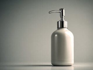 Obraz premium minimalist lotion pump bottle, a minimalist lotion pump bottle on a plain background, perfect for advertising beauty, skincare, or hygiene products., minimalist, 