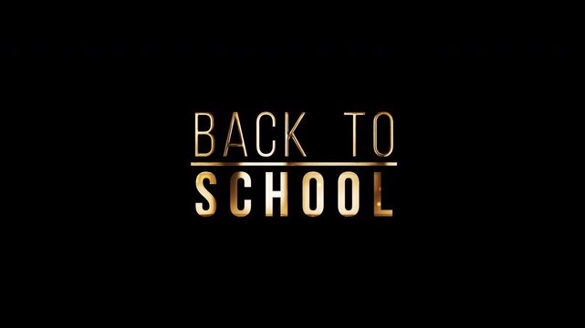 Animation word of Back to School golden shine light motion text with light effect animation isolate using QuickTime Alpha Channel
