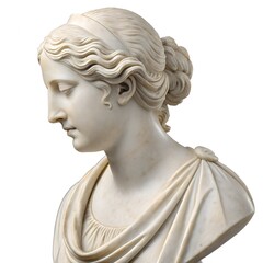 Obraz premium Classical White Marble Bust of a Veiled Greek Woman, Neoclassical Sculpture