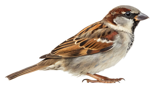 female house sparrow isolated on white background