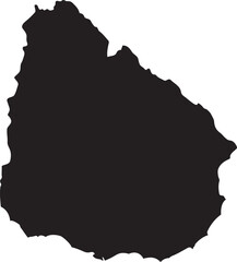 Black silhouette map of Uruguay a simple vector illustration for travel and geography concepts isolated on a white background