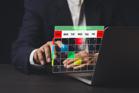 Business planning calendar schedule concept with laptop.