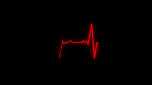 Red ECG heartbeat flatline on transprent background. Represents cardiac arrest, medical emergency, and health monitoring concepts 4K