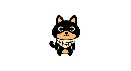Fototapeta premium Cute cartoon dog with scarf on.