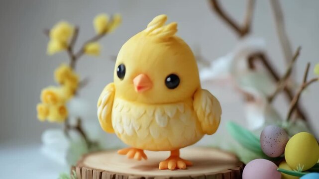 Yellow little easter chick, A small, fluffy yellow Easter chick standing