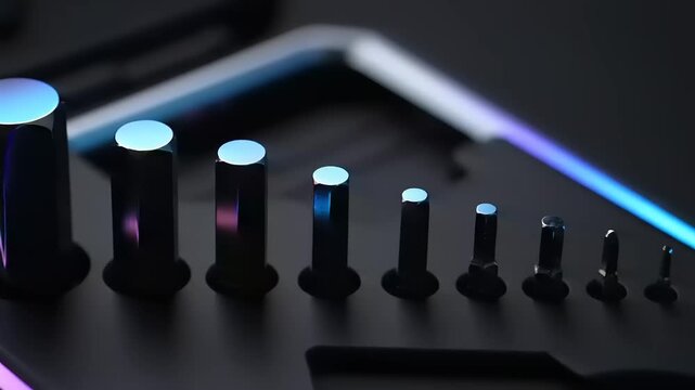 DJ Controller Faders with Blue Backlight.