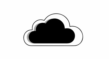 Fototapeta premium Simple black cloud icon with a subtle shadow effect on white background