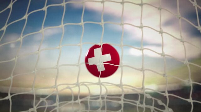 Soccer Ball Scoring Goal in Daylight Frontal View - Switzerland