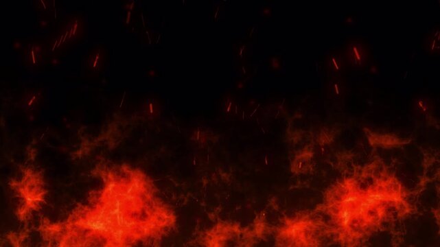 Abstract Rising Fire Flame Smoke Overlay With Orange Burning Embers Sparks And Flying Ash Flakes Particles Blowing In Wind Above Strong Bonfire Flames Alpha Channel On Transparent Background Fire 