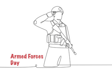 Obraz premium Armed forces day concept one-line drawing
