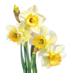 Fototapeta premium PNG Vibrant daffodils watercolor illustration.