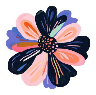 PNG Flower illustration colorful petals.