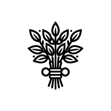 Minimal Vector Icon of Tied Green Sprouts &ndash; Sizdah Bedar Symbol

