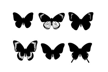 Graceful black butterflies in symmetrical formation on a plain background © SAKIABEGUM