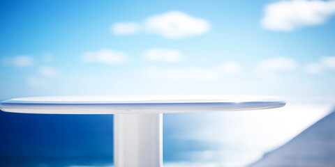 Fototapeta premium Minimal White Podium Mockup with Blue Sky Background