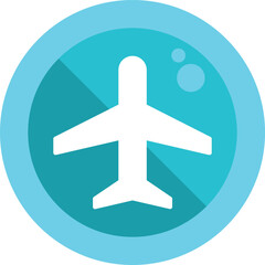 Obraz premium Airplane pictogram inside a turquoise circle with a lighter blue border