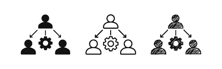 Fototapeta premium Team Hierarchy and Management Icon Set. Organization, Workflow, and Collaboration Symbols.