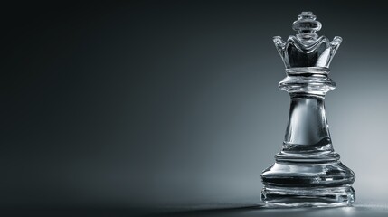 Chess king strategy leadership success competition business concept. Glass chess king standing on board symbolizing strategy leadership victory competition management. Chess king strategy leadership