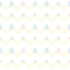 Easter egg on chevron pastel  background. Vector seamless pattern