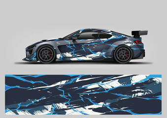 Abstract grunge stripe racing car wrap design. Vector wrap template for vehicle graphics. © Lancar
