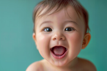 Joyful Baby with Bright Smile Captures Happiness in a Candid