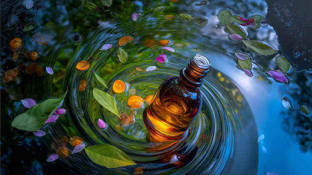 AI generator images of This serum is made from natural extracts using clean, safe, and standardized methods, resulting in high-quality ingredients rich in vitamins for nourishing the body and skin.