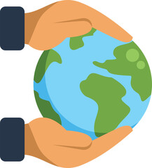 Concept of global care and sustainability shown by hands gently holding earth