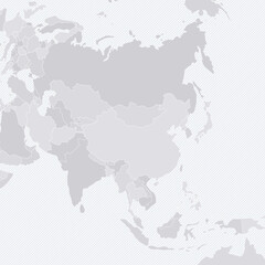 Obraz premium Customizable Asia Wireframe Map - Azimuthal Equal-Area Projection