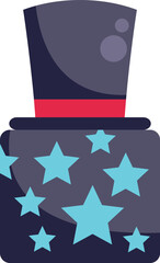Naklejka premium Colorful magician hat illustration with bright stars and red ribbon on white background