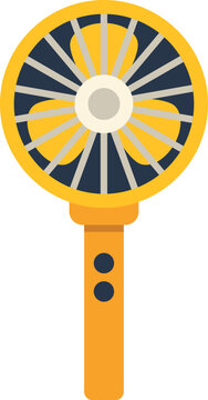 Modern yellow handheld fan illustration symbolizing cooling, comfort, and summer freshness