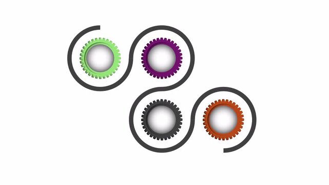colored gear powerpoint animation, industrial concept
