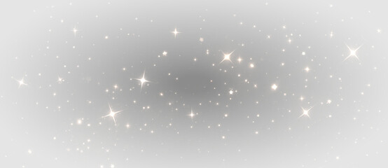 Golden glitter sparkle star light particles festive effect png overlay element, on transparent background © Ivan